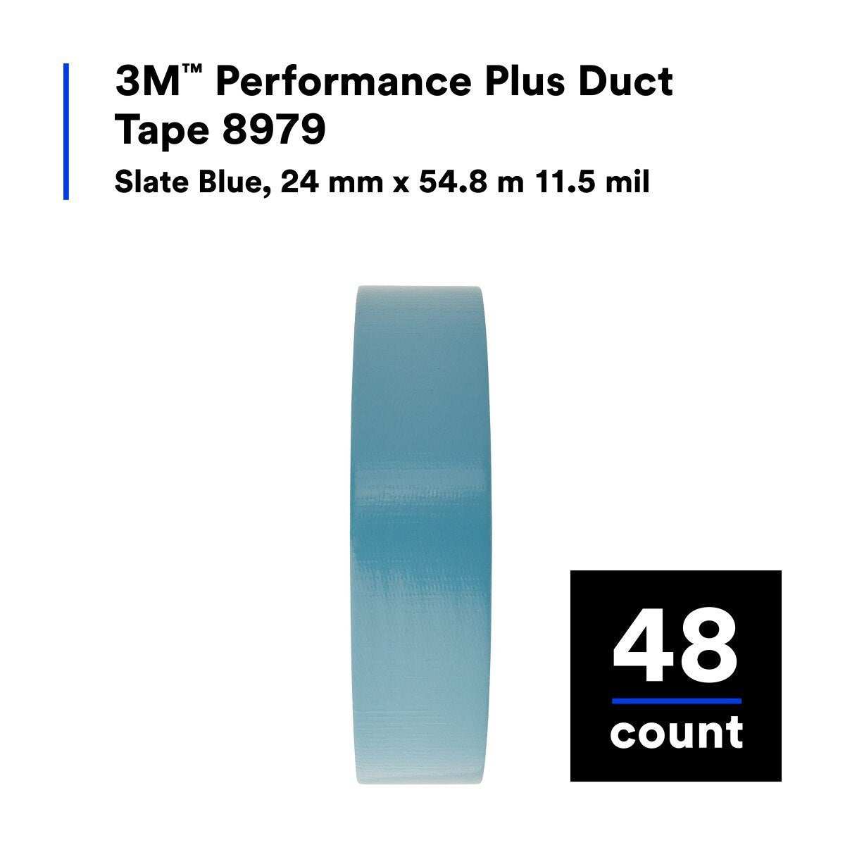 3M 8979 Performance Plus Duct Tape, Slate Blue, 24 mm x 54.8 m, 11.5 mil (7000124257) (48 Pack) - 5