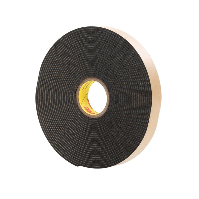 3M 4496B 4496 Double Coated Polyethylene Foam Tape, Black, 1/4 in x 36 yd, 62 mil (7000124260) (36 Pack)