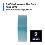 3M 8979 Performance Plus Duct Tape Heavy Duty, Slate Blue, 12 in x 60 yds, 12.1 mil, 6 Month Clean Removal, UV and Weather Resistant (7000124267) (2 Pack) - 4