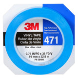 3M Vinyl Tape 471 Blue 5.2 mil 3/4 in x 36 yd 48 Rolls Case (471) (7000124804) (48 Pack) - 7