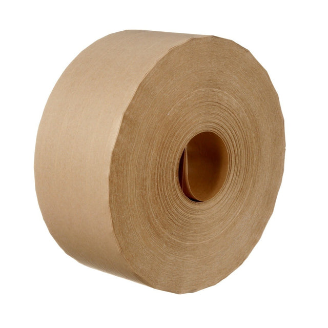 3M 6147 Water Activated Paper Tape, Natural, Performance Reinforced, 3 in x 450 ft (7000124808) (10 Pack)