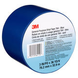 3M 764 Vinyl Tape General Purpose Blue 3 in x 36 yd Light Traffic Floor Marking Tape for Color Coding and Safety (7000124864) (12 Pack) - 7