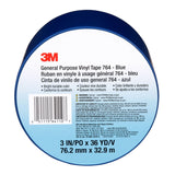 3M 764 Vinyl Tape General Purpose Blue 3 in x 36 yd Light Traffic Floor Marking Tape for Color Coding and Safety (7000124864) (12 Pack) - 9