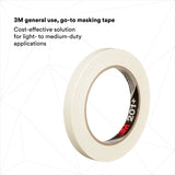 3M 201+ General Use Masking Tape, Crepe Paper, Tan, 12 mm x 55 m, 4.4 mil (7000124879) (72 Pack) - 5