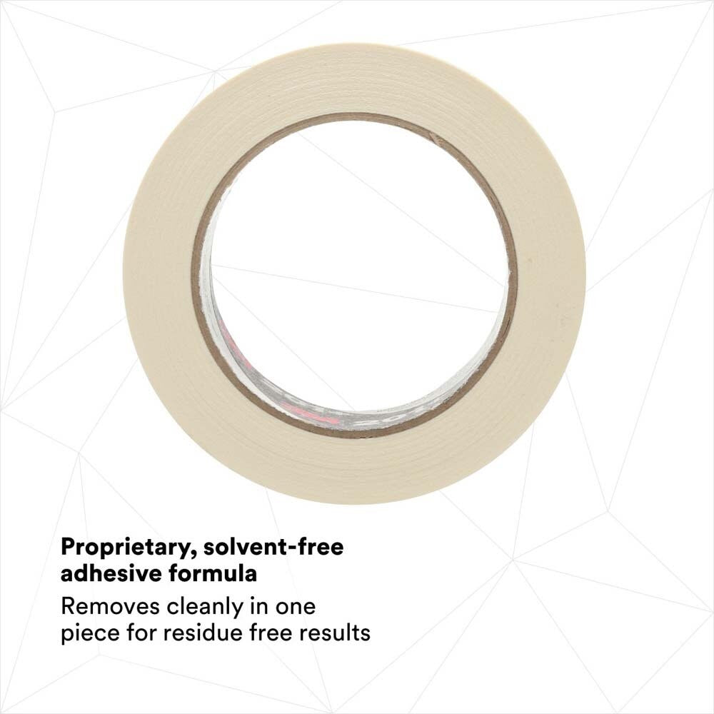 3M 7000124882 201+ 64741 General Use Masking Tape, Tan, 1.42 in x 2.15 in, 4.4 mil - Easy-to-Use High Value Crepe Paper Tape (1 Piece) - 5