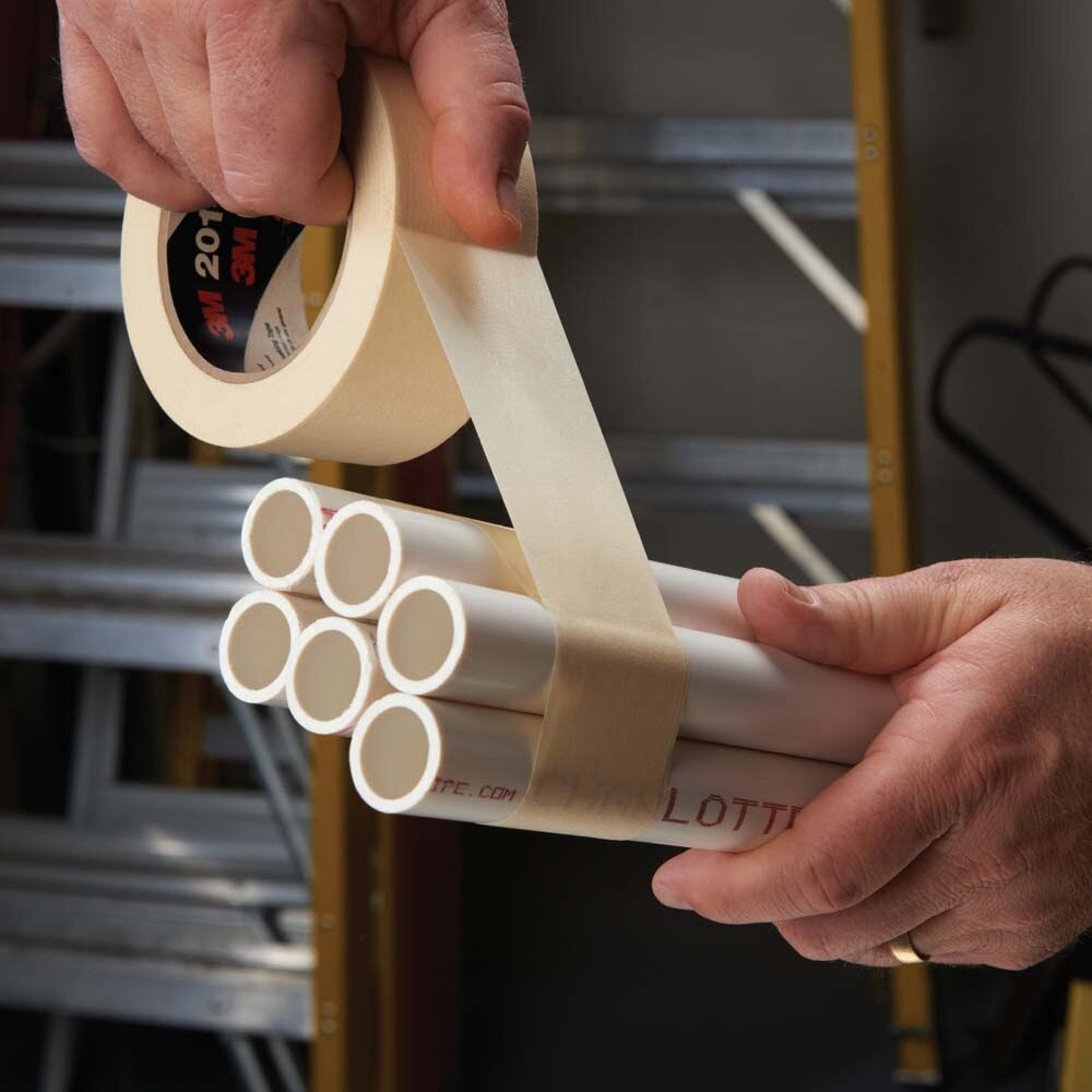 3M 7000124882 201+ 64741 General Use Masking Tape, Tan, 1.42 in x 2.15 in, 4.4 mil - Easy-to-Use High Value Crepe Paper Tape (1 Piece) - 8