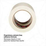 3M 201+ General Use Masking Tape, Crepe Paper, Low Unwind, Clean Removal, Easy Tear, Resist Slivering, Tan, 96 mm x 55 m, 4.4 mil (7000124885) (8 Pack) - 3
