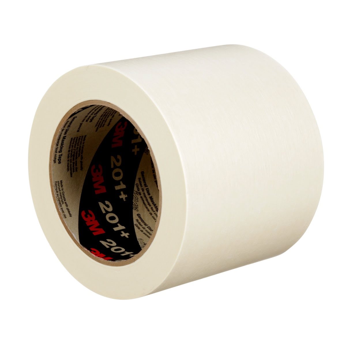 3M 201+ General Use Masking Tape, Crepe Paper, Low Unwind, Clean Removal, Easy Tear, Resist Slivering, Tan, 96 mm x 55 m, 4.4 mil (7000124885) (8 Pack) - 6