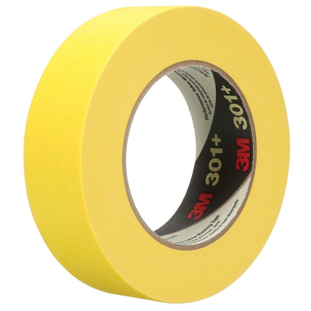 3M 7000124889 Performance Yellow Masking Tape 301+, 24 mm x 55 m, 6.3 mil (36 Pack) - 2