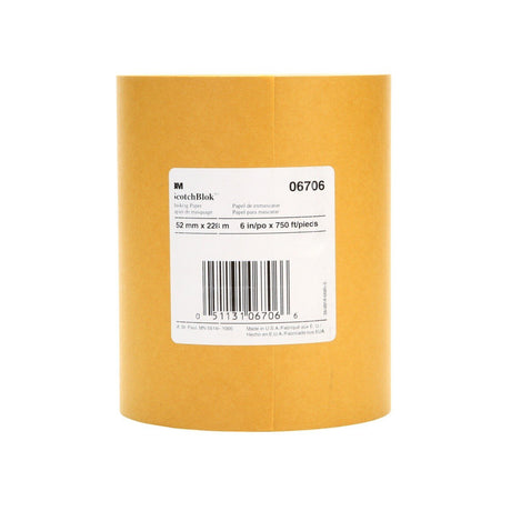 3M Scotchblok Masking Paper, Gold, Polycoated Backing, Bleed Through Resistant, 6 in x 750 ft (06706) (7000125998) (6 Pack)