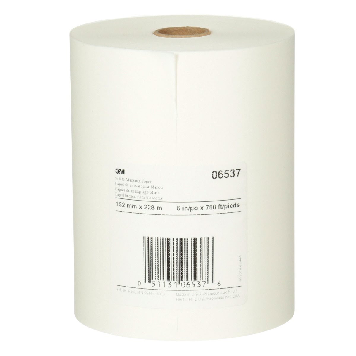 3M White Masking Paper, Heat Resistant, Flexible, Lint Free, 6 in x 750 ft (06537) (7000126065) (6 Pack)