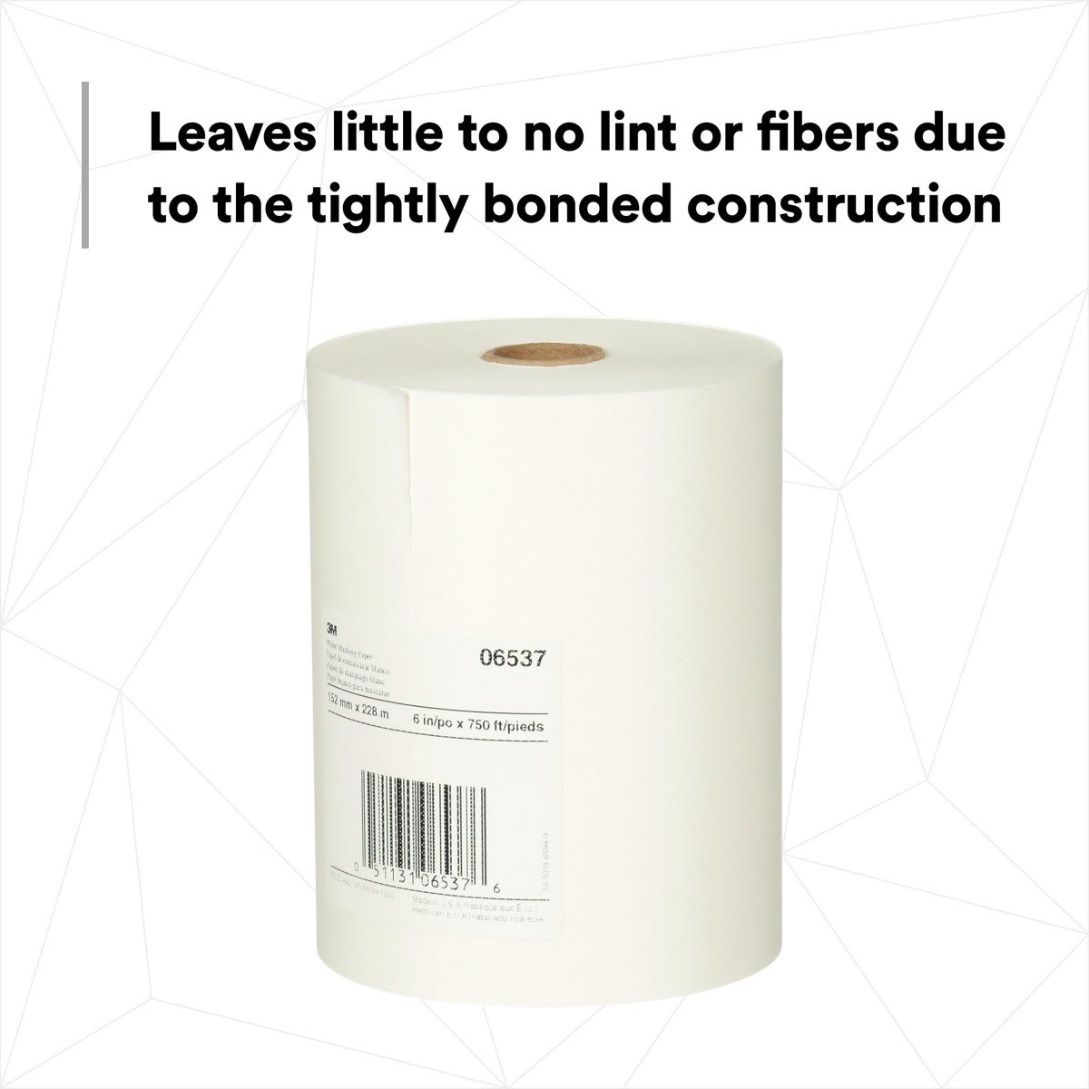 3M White Masking Paper, Heat Resistant, Flexible, Lint Free, 6 in x 750 ft (06537) (7000126065) (6 Pack) - 2