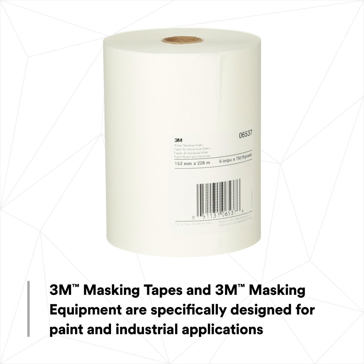 3M White Masking Paper, Heat Resistant, Flexible, Lint Free, 6 in x 750 ft (06537) (7000126065) (6 Pack) - 3