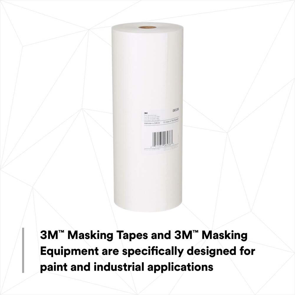 3M 7000126066 White Masking Paper, 06538, 12 in x 750 ft - 3