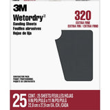3M 99421 99421NA 9" x 11" Wetordry Sanding Sheets 320 Grit Wet Dry  (25 Pack) (7000126425)