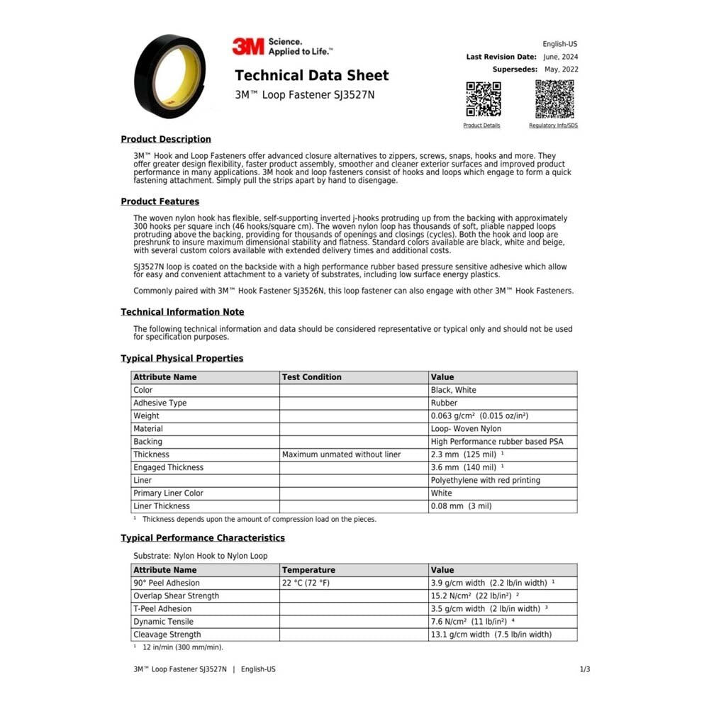 3M SJ3527N Loop Fastener Beige with Rubber-Based PSA Adhesive 1 in x 50 yd (7000126462) - 5