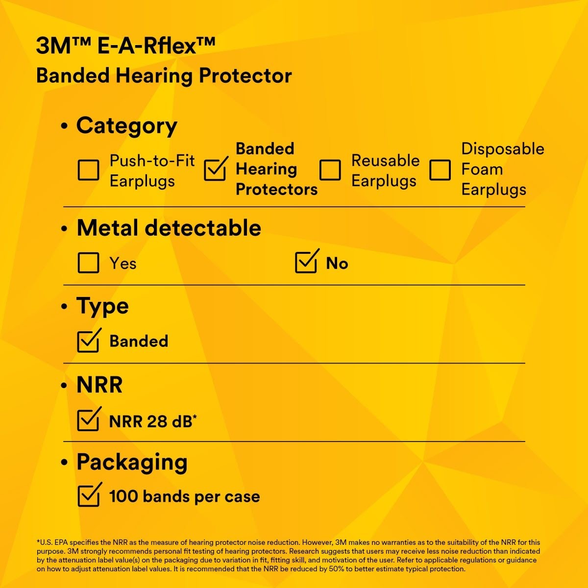 3M 320-1000 E-A-R 28 Banded Hearing Protectors, NRR 28 dB, Orange Yellow (7000127170) (100 Pack) - 8
