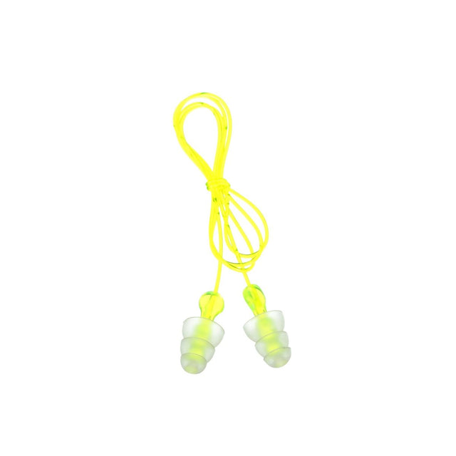 3M P3000 Tri-Flange Earplugs, Corded, Reusable, NRR 26 dB, Transparent with Yellow Vinyl Cord (7000127187) (400 Pack)