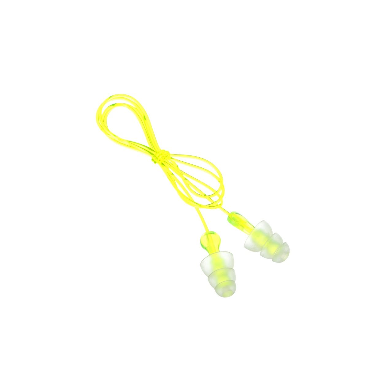 3M P3000 Tri-Flange Earplugs, Corded, Reusable, NRR 26 dB, Transparent with Yellow Vinyl Cord (7000127187) (400 Pack) - 2