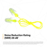3M P3000 Tri-Flange Earplugs, Corded, Reusable, NRR 26 dB, Transparent with Yellow Vinyl Cord (7000127187) (400 Pack) - 6