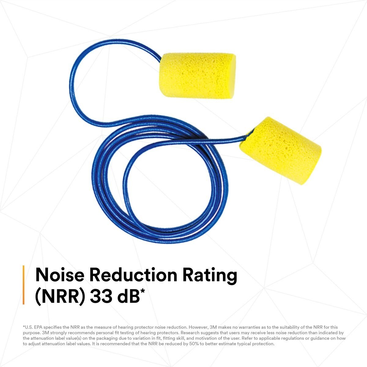 3M 311-4101 E-A-R Classic Plus Metal Detectable Corded Disposable Foam Earplugs, NRR 33 dB, Poly Bag, 200 Pair (7000127210) (2000 Pack) - 5