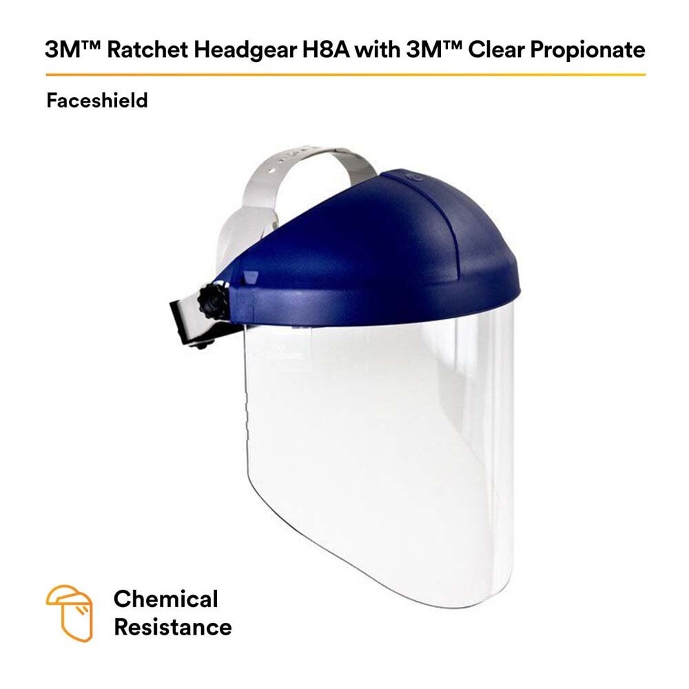 3M 7000127244 H8A Ratchet Headgear and WP96 Clear Faceshield Safety System, ANSI Z87.1, Adjustable Thermoplastic - 5