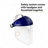 3M 82783-00000 W96 H8A Ratchet Headgear and WP96 Clear Faceshield Safety System, ANSI Z87.1, Adjustable Thermoplastic (7000127244) - 7