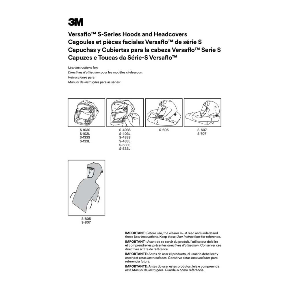 3M S-433S-5 Versaflo Hood with Integrated Head Suspension Small/Medium (7000127431) (5 Pack) - 5