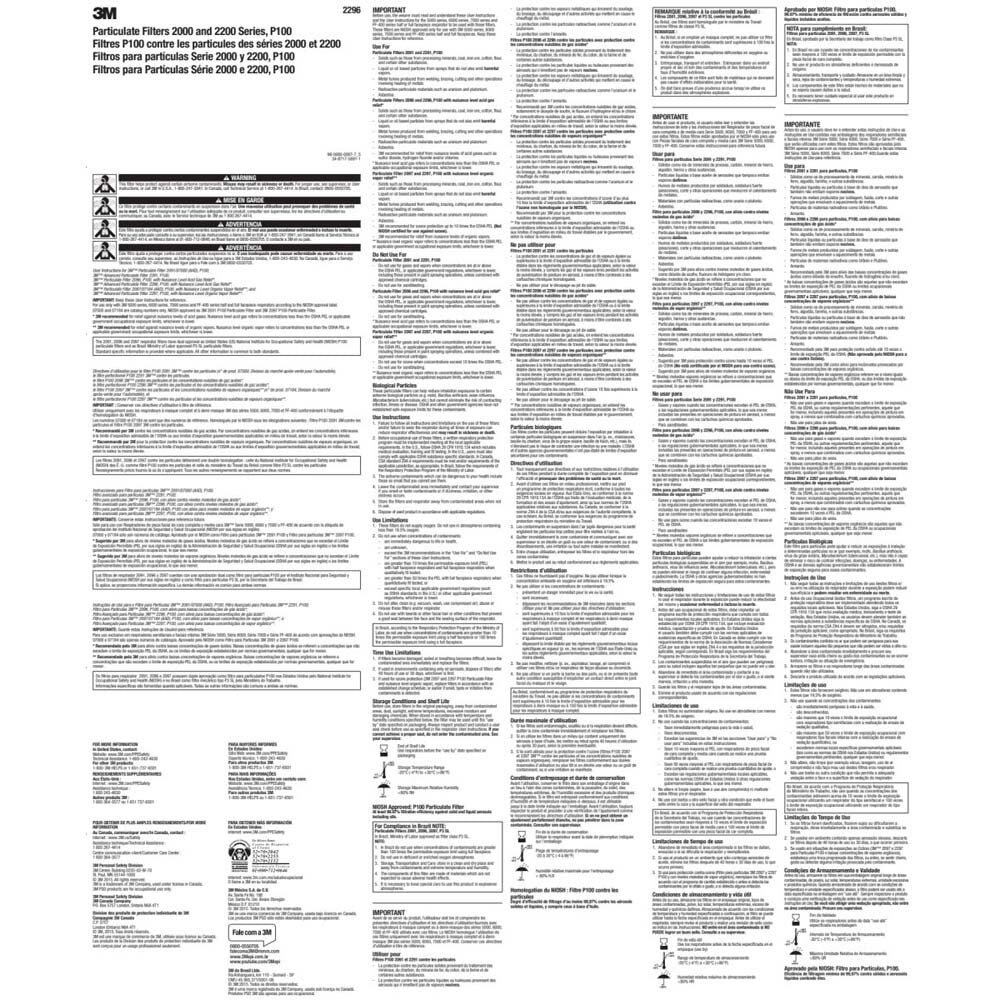 3M 7000127450 P100 Advanced Respirator Filter 2296, Pair, Helps Protect Against Oil and Non-Oil Based Particulates, Nuisance Level Acid Gas Relief, Mining, Shipbuilding, Abatement, Utilities (2 Pack) - 2