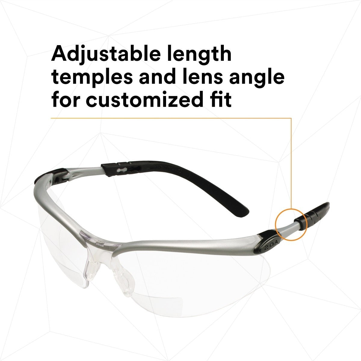 3M 11374-00000-20 BX Reader Safety Glasses, +1.5 Diopter, Anti Fog Anti Scratch Clear Lens, Silver Frame (7000127490) (1 Pair) (20 Pack) - 4