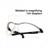 3M 11374-00000-20 BX Reader Safety Glasses, +1.5 Diopter, Anti Fog Anti Scratch Clear Lens, Silver Frame (7000127490) (1 Pair) (20 Pack) - 5