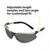 3M 11378-00000-20 Safety Glasses with Readers, +2.0 Diopter, ANSI Z87, Anti-Fog Anti-Scratch Gray Lens, Silver Frame, Adjustable Length Temples and Lens Angle (7000127493) (20 Pack) - 5