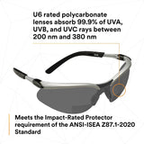 3M 11378-00000-20 Safety Glasses with Readers, +2.0 Diopter, ANSI Z87, Anti-Fog Anti-Scratch Gray Lens, Silver Frame, Adjustable Length Temples and Lens Angle (7000127493) (20 Pack) - 6