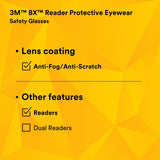 3M 11378-00000-20 Safety Glasses with Readers, +2.0 Diopter, ANSI Z87, Anti-Fog Anti-Scratch Gray Lens, Silver Frame, Adjustable Length Temples and Lens Angle (7000127493) (20 Pack) - 8
