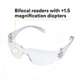 3M 11513-00000-20 Virtua Safety Glasses with Readers, +1.5 Diopter, Anti-Fog Clear Lens, Clear Frame (7000127511) (20 Pack) - 4
