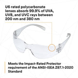 3M 11514-00000-20 Virtua Safety Glasses with Readers, +2.0 Diopter, Clear Anti-Fog Polycarbonate Lens, Clear Frame, ANSI Z87.1-2015 (7000127512) (20 Pack) - 7
