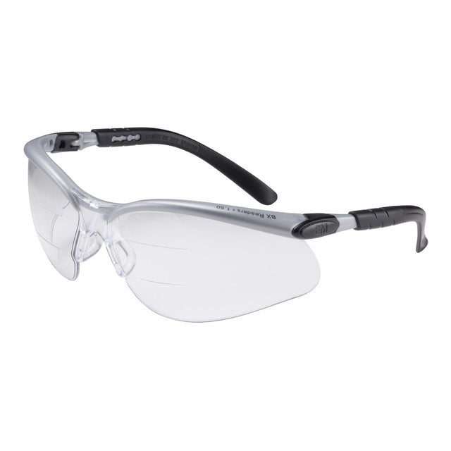 3M BX Dual Reader Safety Glasses, Clear Anti Fog Lens, Gray Black Frame, 1.5 Diopter (7000127661) (20 Pack)