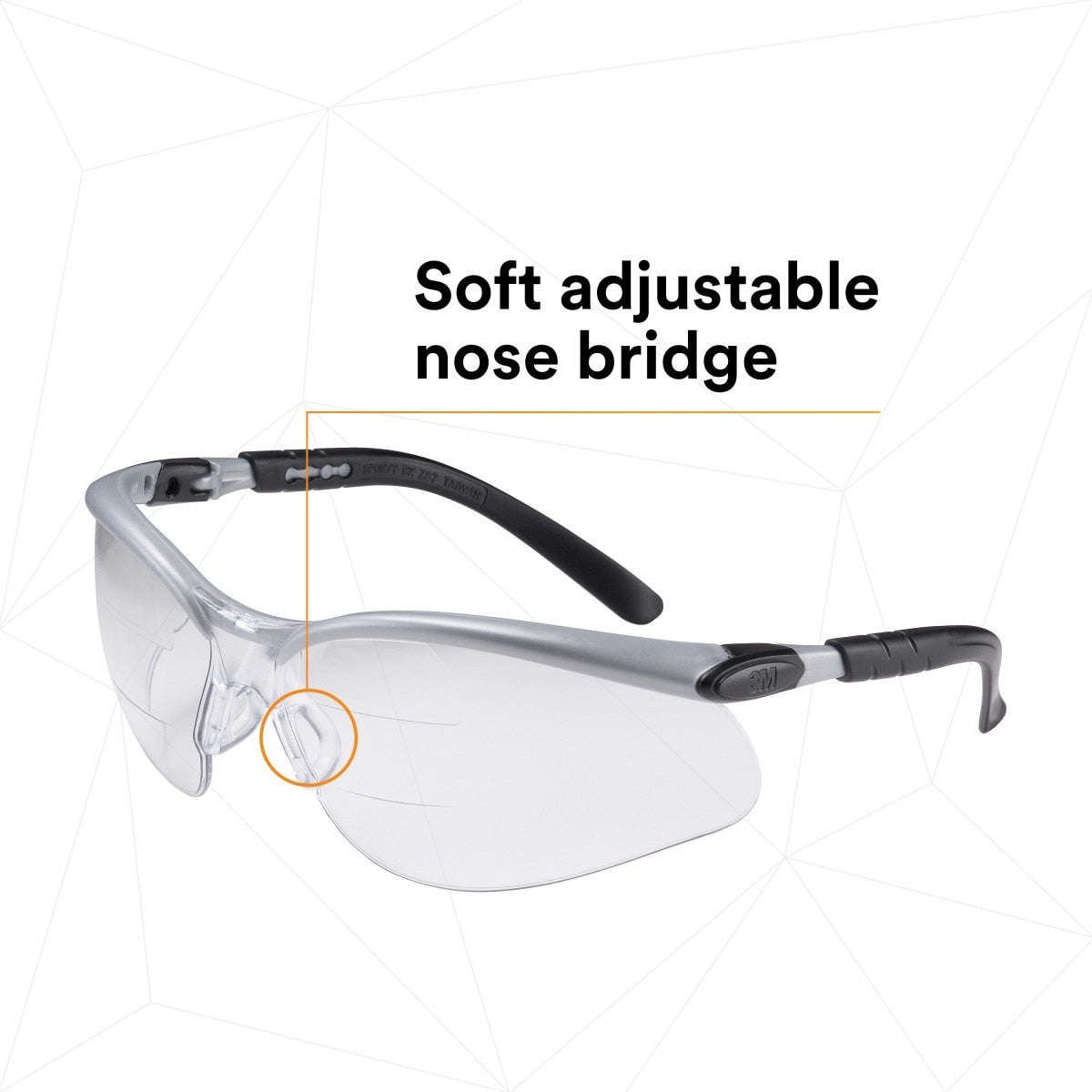 3M 11458-00000-20 BX Dual Reader Protective Safety Glasses, +2.0 Diopter, Anti-Fog Clear Lens, Silver/Black Frame (7000127662) (20 Pack) - 5