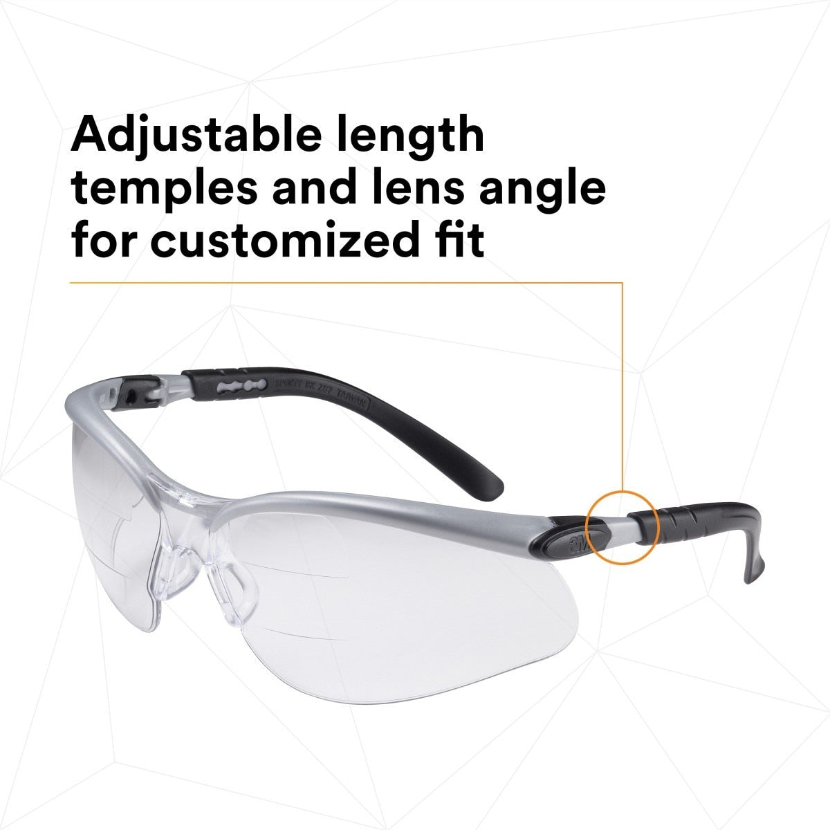 3M 11459-00000-20 BX Dual Reader Safety Glasses, ANSI Z87.1, Anti-Fog Clear Lens, Silver/Black Frame, +2.5 Diopter (7000127663) (20 Pack) - 4