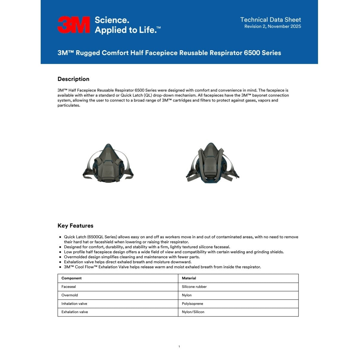 3M 6501 Rugged Comfort Half Facepiece Reusable Respirator, NIOSH, Cool Flow Valve, Small (7000128236) (10 Pack) - 8