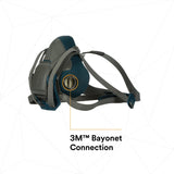 3M 6502QL Rugged Comfort Quick Latch Half Facepiece Reusable Respirator, Medium, Bayonet Connection, Cool Flow Valve, Silicone Face Seal (7000128239) (10 Pack) - 4