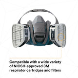 3M 6502QL Rugged Comfort Quick Latch Half Facepiece Reusable Respirator, Medium, Bayonet Connection, Cool Flow Valve, Silicone Face Seal (7000128239) (10 Pack) - 10