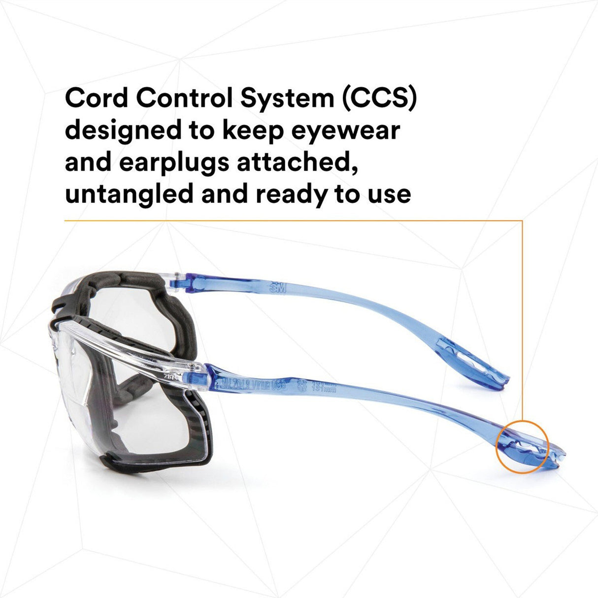 3M 11872 Virtua Safety Glasses, Anti-Fog, Clear Lens, Blue Frame, Removable Foam Gasket, Cord Control System, ANSI Z87 (7000128259) - 6