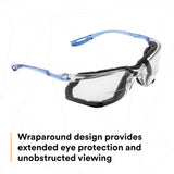 3M 11872 Virtua Safety Glasses, Anti-Fog, Clear Lens, Blue Frame, Removable Foam Gasket, Cord Control System, ANSI Z87 (7000128259) - 10