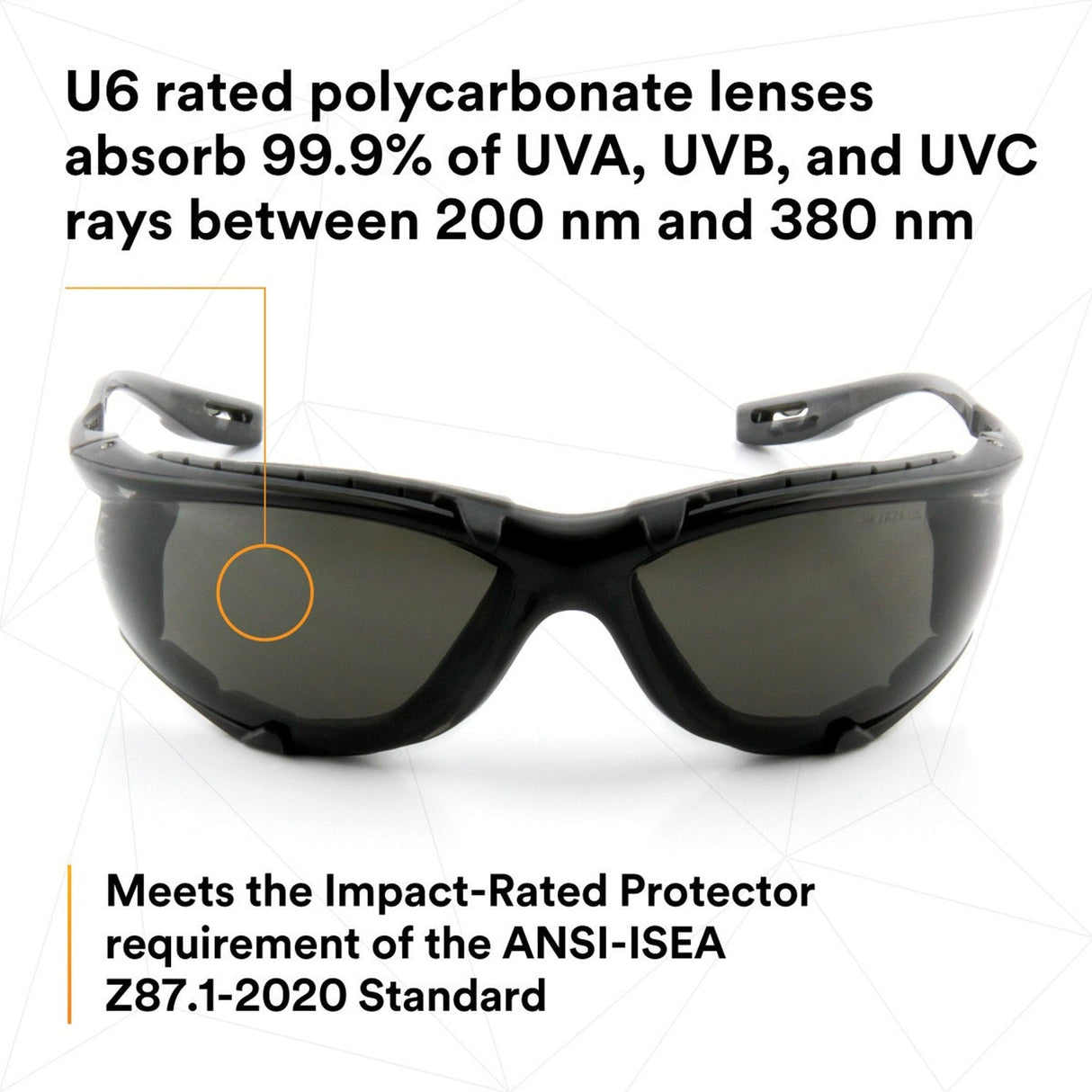 3M 11873-00000-20 Virtua CCS Safety Glasses Gray Anti-Fog Anti-Scratch Lens Black Frame Corded Earplug Control System Removable Foam Gasket (7000128260) - 9