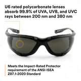 3M 11873-00000-20 Virtua CCS Safety Glasses Gray Anti-Fog Anti-Scratch Lens Black Frame Corded Earplug Control System Removable Foam Gasket (7000128260) - 9