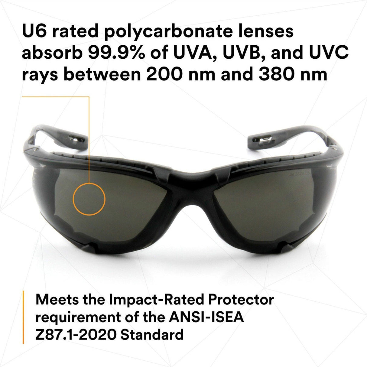 3M 11873-00000-20 Virtua CCS Safety Glasses Gray Anti-Fog Anti-Scratch Lens Black Frame Corded Earplug Control System Removable Foam Gasket (7000128260) - 9