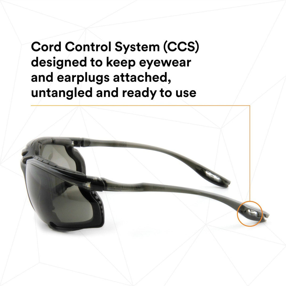 3M 11873-00000-20 Virtua CCS Safety Glasses Gray Anti-Fog Anti-Scratch Lens Black Frame Corded Earplug Control System Removable Foam Gasket (7000128260) - 10