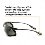 3M 11873-00000-20 Virtua CCS Safety Glasses Gray Anti-Fog Anti-Scratch Lens Black Frame Corded Earplug Control System Removable Foam Gasket (7000128260) - 10