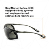 3M 11873-00000-20 Virtua CCS Safety Glasses Gray Anti-Fog Anti-Scratch Lens Black Frame Corded Earplug Control System Removable Foam Gasket (7000128260) - 10